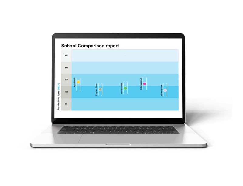 Example school comparison report on laptop