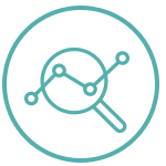 Icon of magnifying glass with line graph