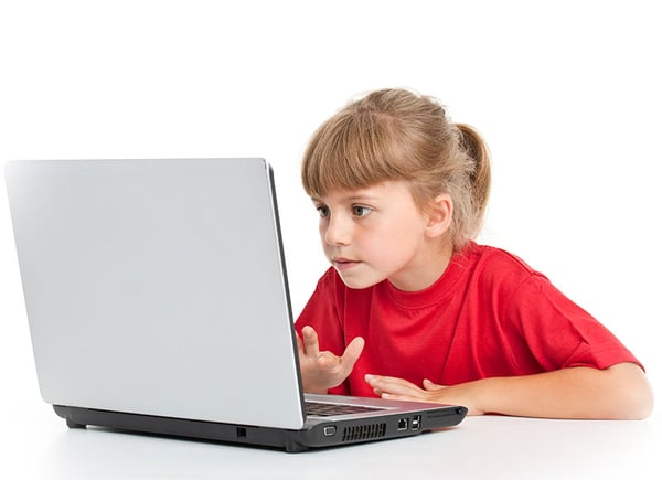 5 Year old child using laptop