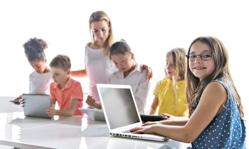 Child using InCAS on laptop in the classroom